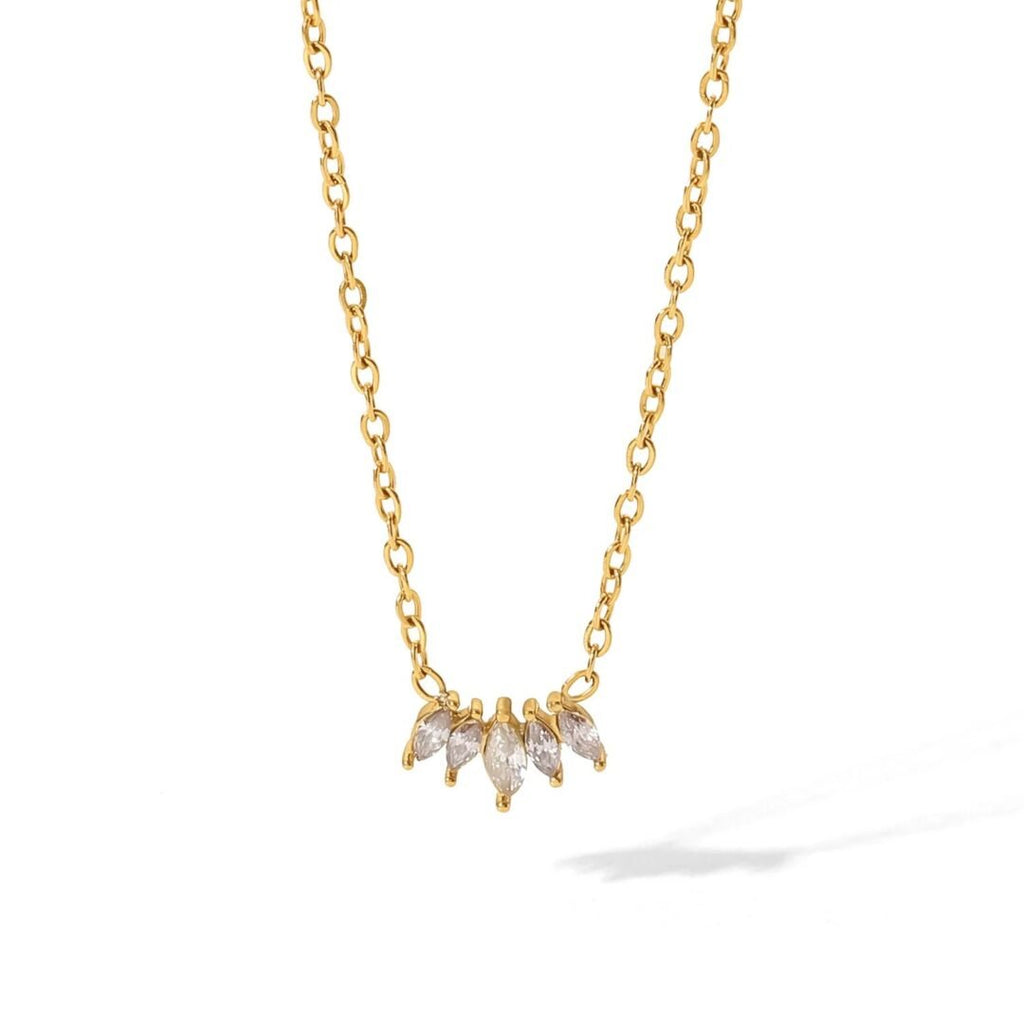 Crown Jewel — raised cubic zircon pendant in 18k gold plating, front view
