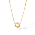 Halo — circular zircon pendant necklace in 18k gold-plated stainless steel, front view