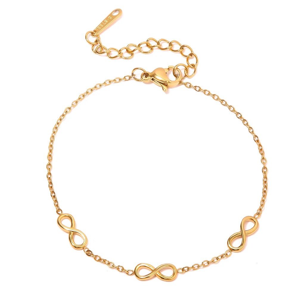 Infinity Bracelet — infinity link bracelet in 18k gold-plated stainless steel, front view