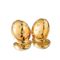 Serephina’s Nest — woven nest-set zircon gold-plated earrings, front view