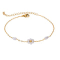 Pearly Petals Bracelet — imitation pearl petal bracelet in 18k gold plating