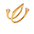 Twinkle Two Ring — adjustable double band in 18k gold-plated stainless steel, front view