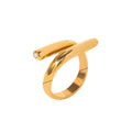 The Zee Ring — zircon zigzag band ring in 18k gold-plated stainless steel, front view