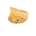 Hammered Ring — hammered-finish gold band in 18k gold-plated stainless steel, front view