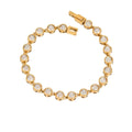 Majesty Bracelet — wide zircon statement bracelet in 18k gold-plated stainless steel, front view